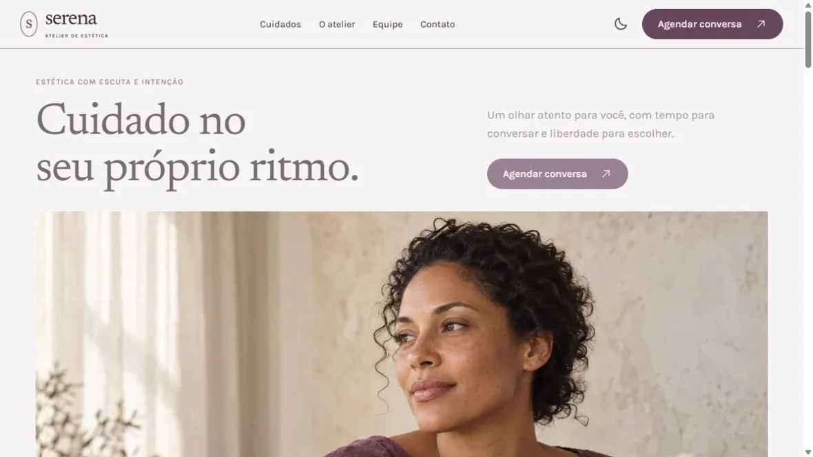 Página inicial da demonstração Serena